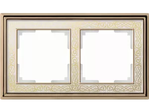 Рамка на 2 поста /WL77-Frame-02 (золото/белый)