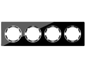 Рамка горизонтальная стеклянная на 4 прибора, цвет черный
