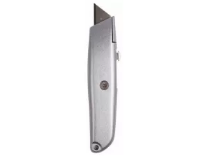 Нож с трапециевидным выдвижным лезвием REXANT, винтовой фиксатор лезвия, 12-4908