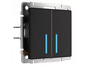 Сенсорный выключатель двухклавишный с подсветкой /W4520108 (черный)