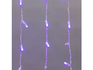 Гирлянда светодиодная Бахрома (Айсикл), 2,4х0,6м, 76 LED СИНИЙ, белый ПВХ, IP65, постоянное свечение